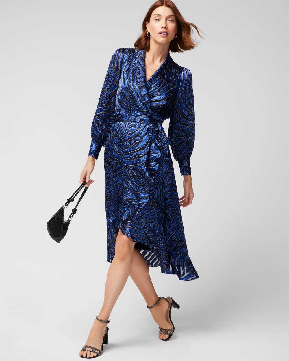 Silk blue outlet wrap dress